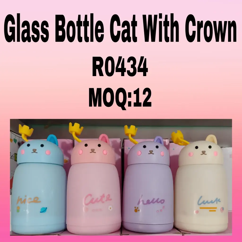 [R0434] Glass Bottle Cat With Crown