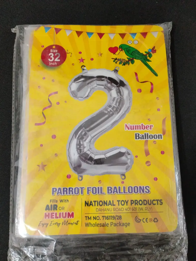 Parrot Foil Balloon Num 32" Silver All