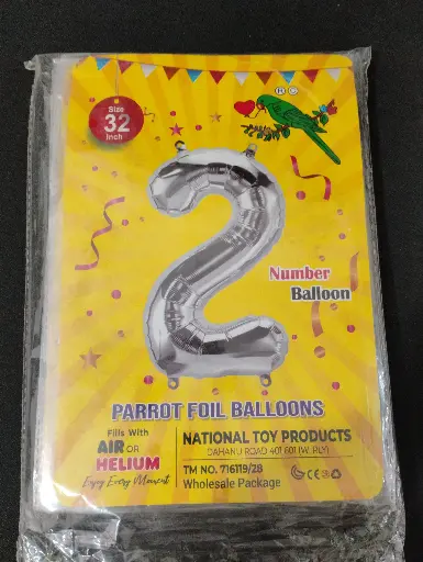 Parrot Foil Balloon Num 32" Silver All